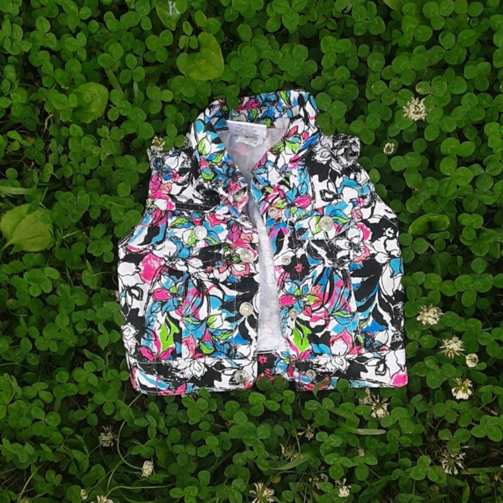 Hello Gorgeous Retro Neon Denim Vest 12 month